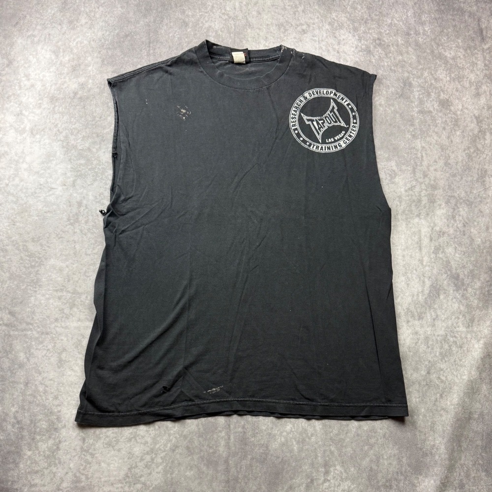 Vintage Tapout Las Vegas Training Center Staff Muscle Shirt XL Black Distressed